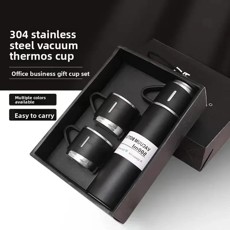 304 Stainless 500ml Steel Vacuum Insulated Water Bottle Portable Coffee Bottle Office Gift Set Business Style Travel Thermal Mug