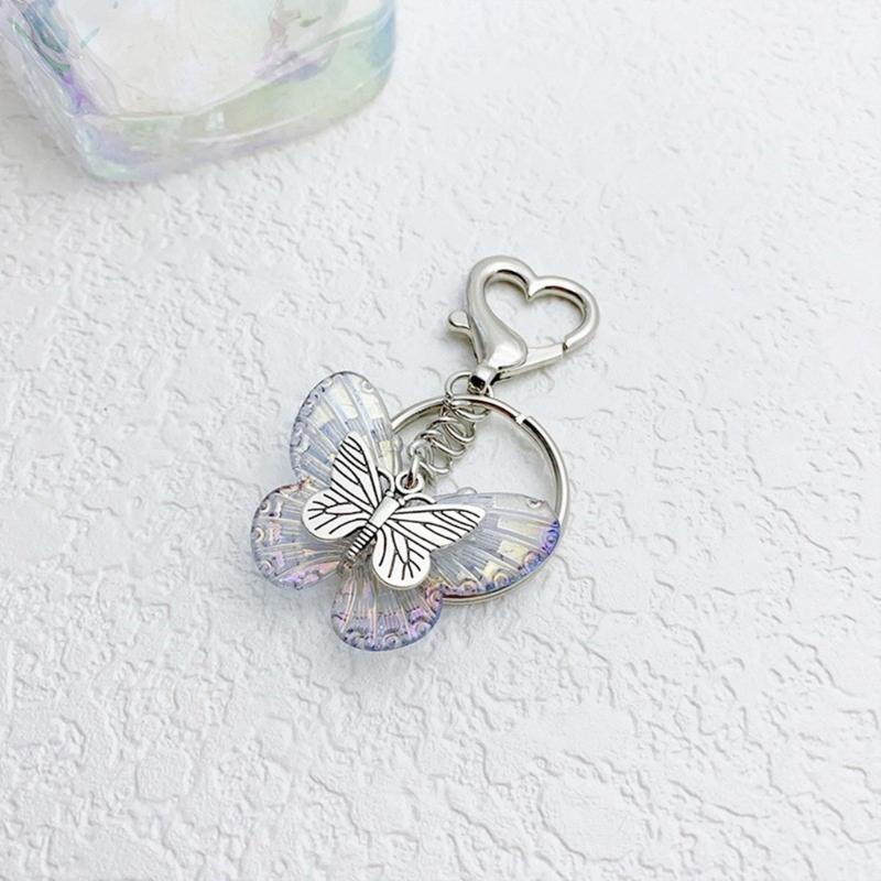Elegant Butterfly Shaped Keychain Colorful Key Charm Transparent Butterfly Keyring Handbag Decoration for Women Girl