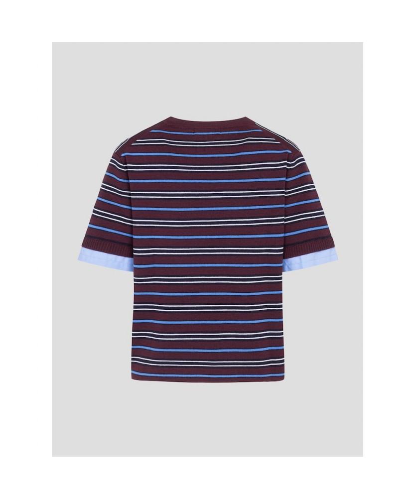 Binpolleidiseu Striped Short Sleeve Pullover Wine (Bf6751C05Z)