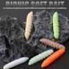12Pcs Glow Uv Reactive Larva Soft Bait 38Mm Floating Tpr Worm Strong Cheese Scent Freshwater Lure Catfish Ultralight Tackle