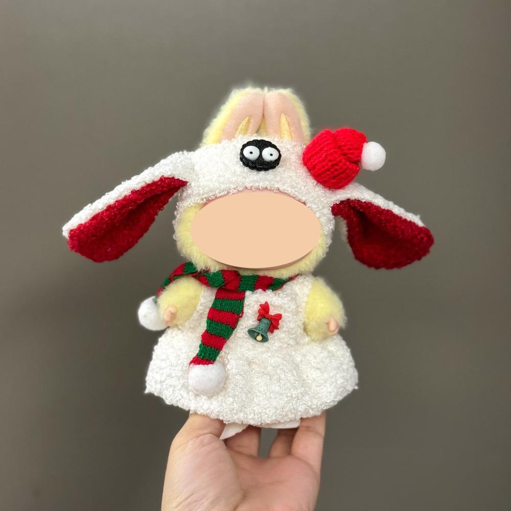 Only Clothes For 17Cm Labubu V1 V2 V3 Plush Idol Doll'S Clothing Christmas Red Santa Claus Sweater Hat Set Halloween Accessories