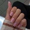 24 Pcs Short Round Acrylic Nail Elegant Full Cover Stick On Nail French Tip Press On Nail Elegant False Nail