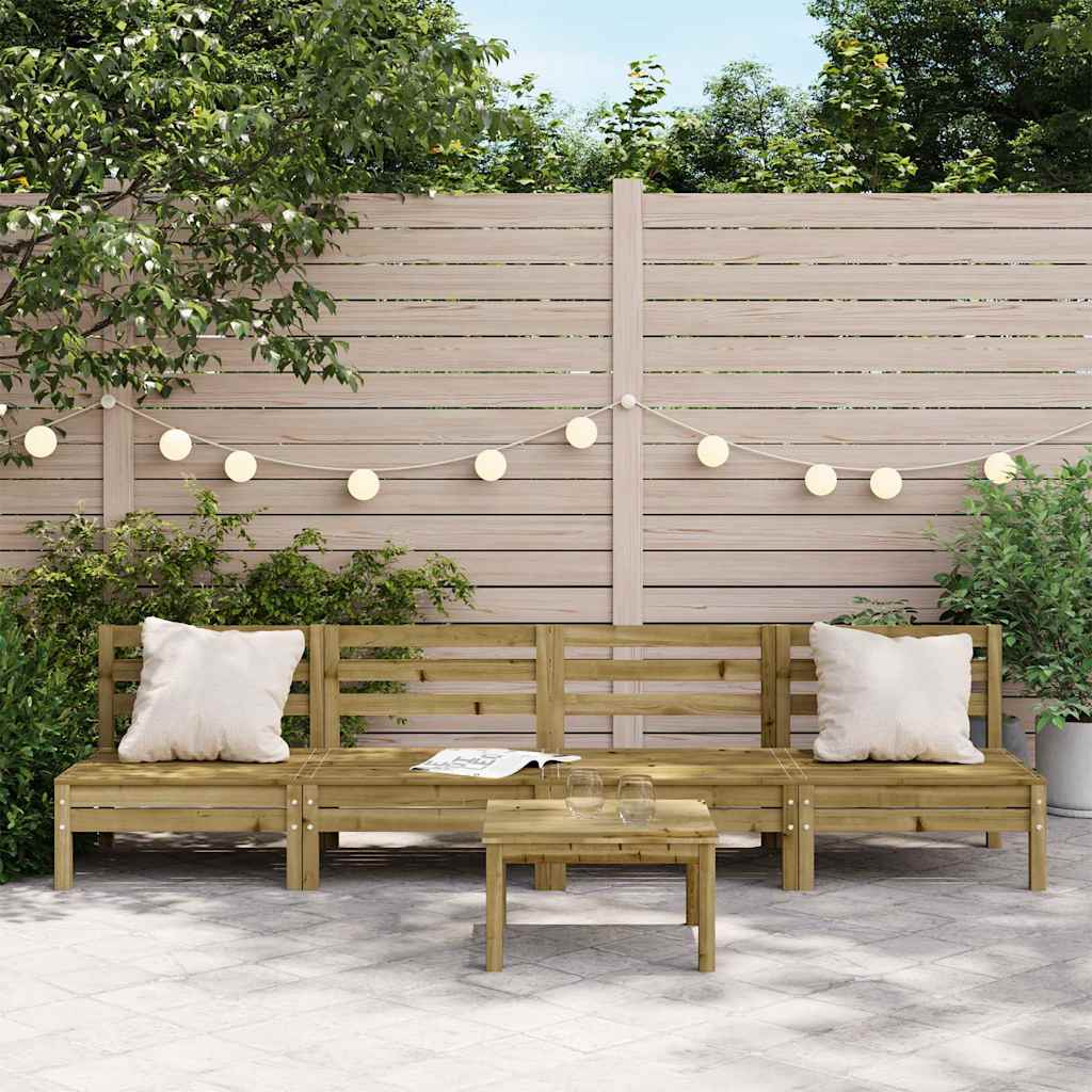 Garden Sofas Without Armrests 4 pcs Pressure Treated Pine Wood