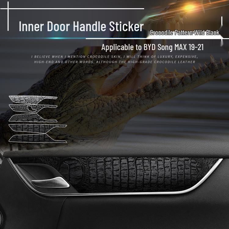 Krokodilmusterfolie für BYD Song MAX Innenraumkonsole & Paneeldekoration, Wildschwarzer Aufkleber