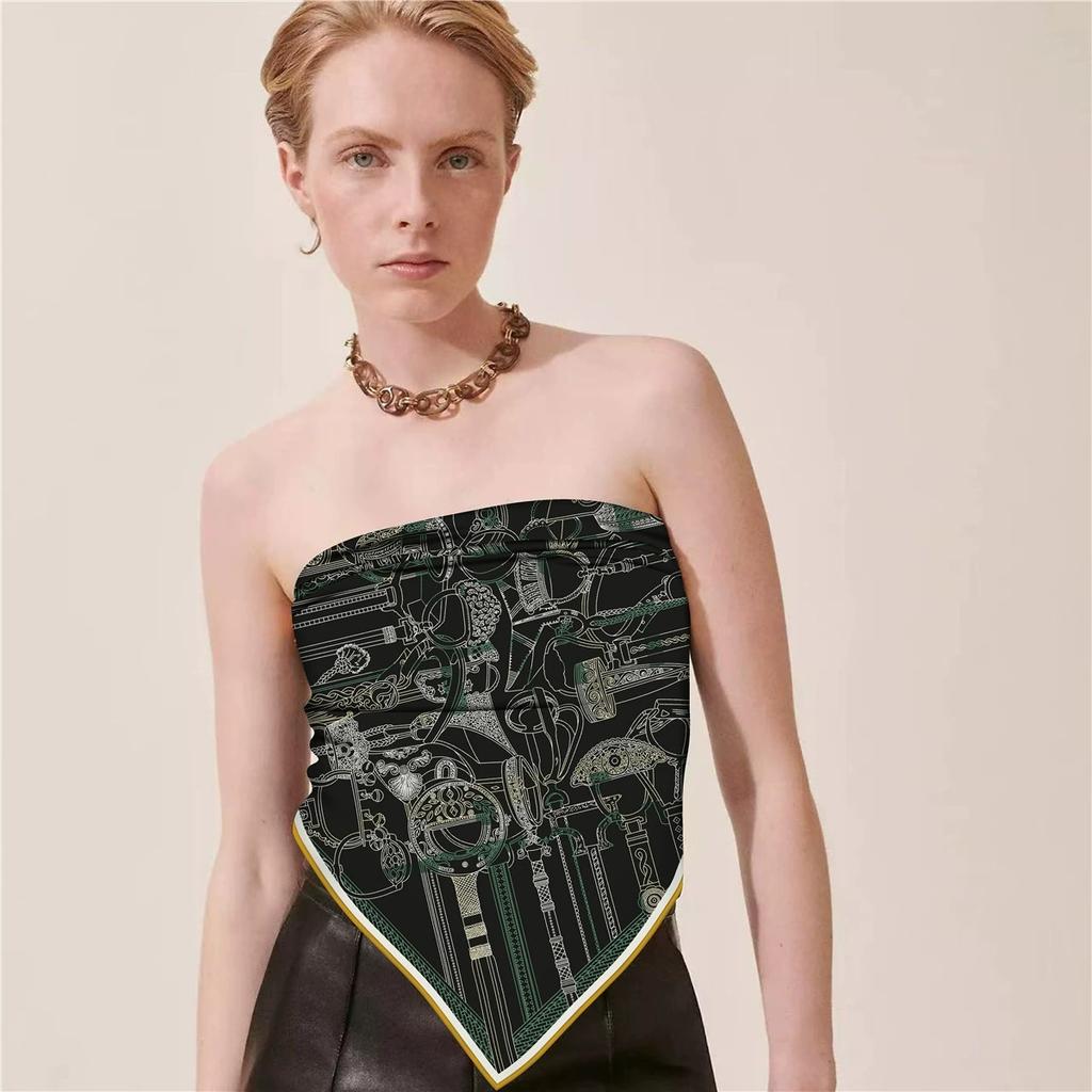 70CM Docorative Double-Side Printed Twill Silk Scarf Roll Edge High Quality Women Scarf Wraps Echarpes Foulards