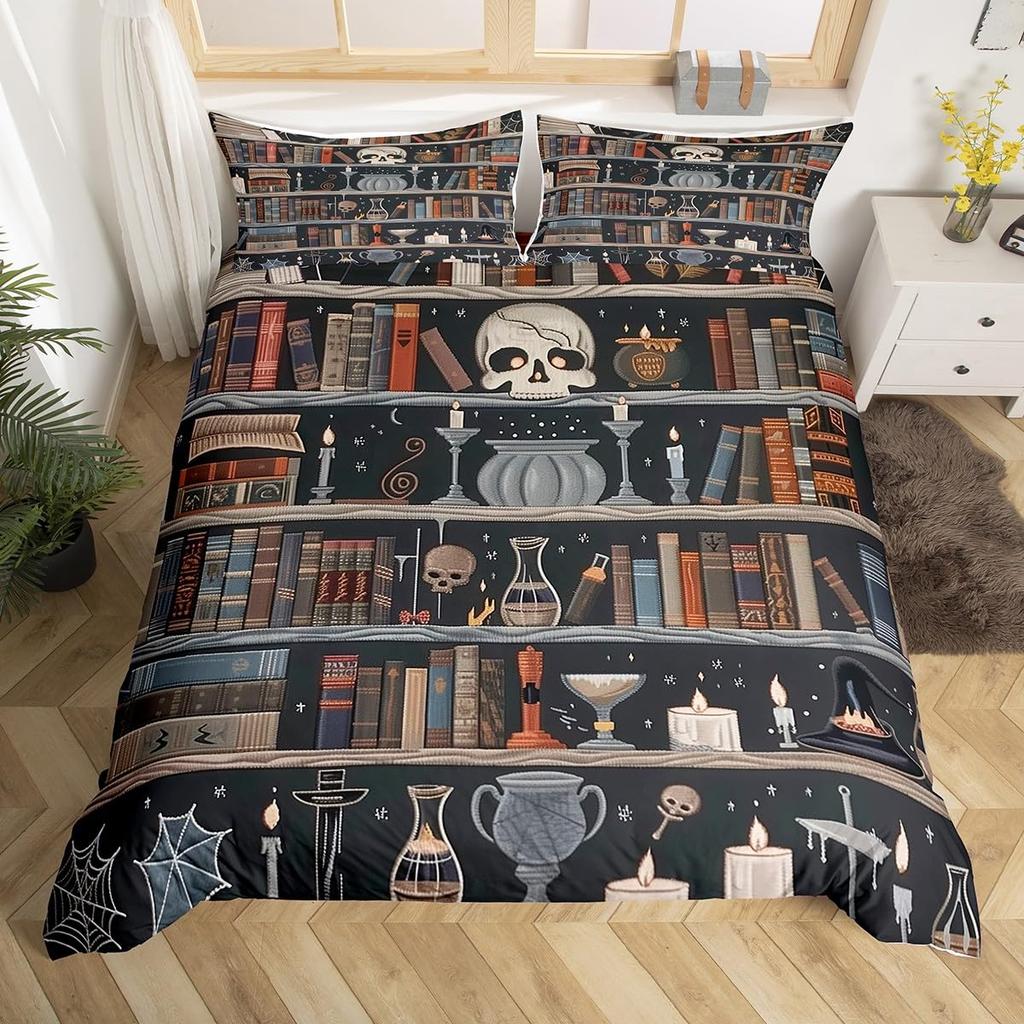 Library Duvet Cover Sets For Teens Queen King Twin Size Lightweight Down Room Decor 2 Pillowcases And 1 Duvet Cover No Comforter
