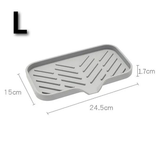 Sink Silicone Tray With Drain Soap Sponge Storage Holder Countertop Sink Scrubber Brush Soap Storage Rack Kitchen Organizer