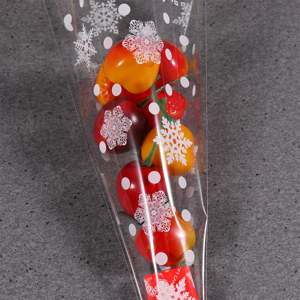 100Pcs Triangle Treat Bag Snowflake Design Christmas Candy Pouches for Kids Gifts Cookies Storage Opp Bags Christmas Candy Bag