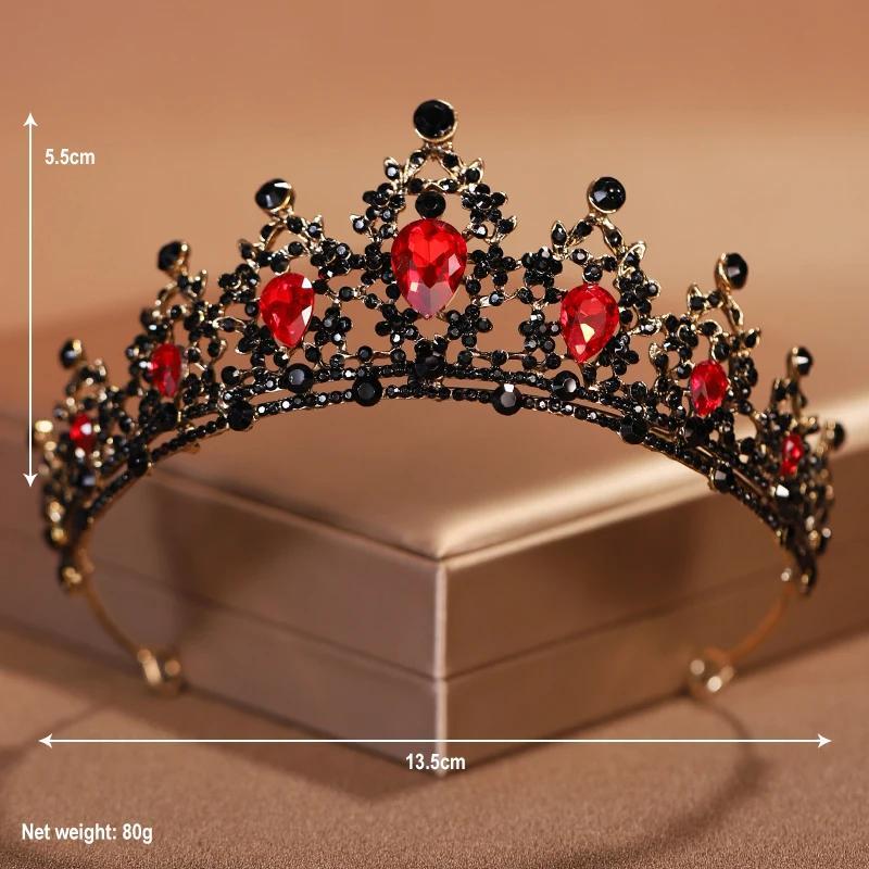 Bridal Headwear Black-Colour Women's Ballroom Crown Baroque Crystal Tiaras And Crowns Bridal Wedding Hair Accessories Jewelry