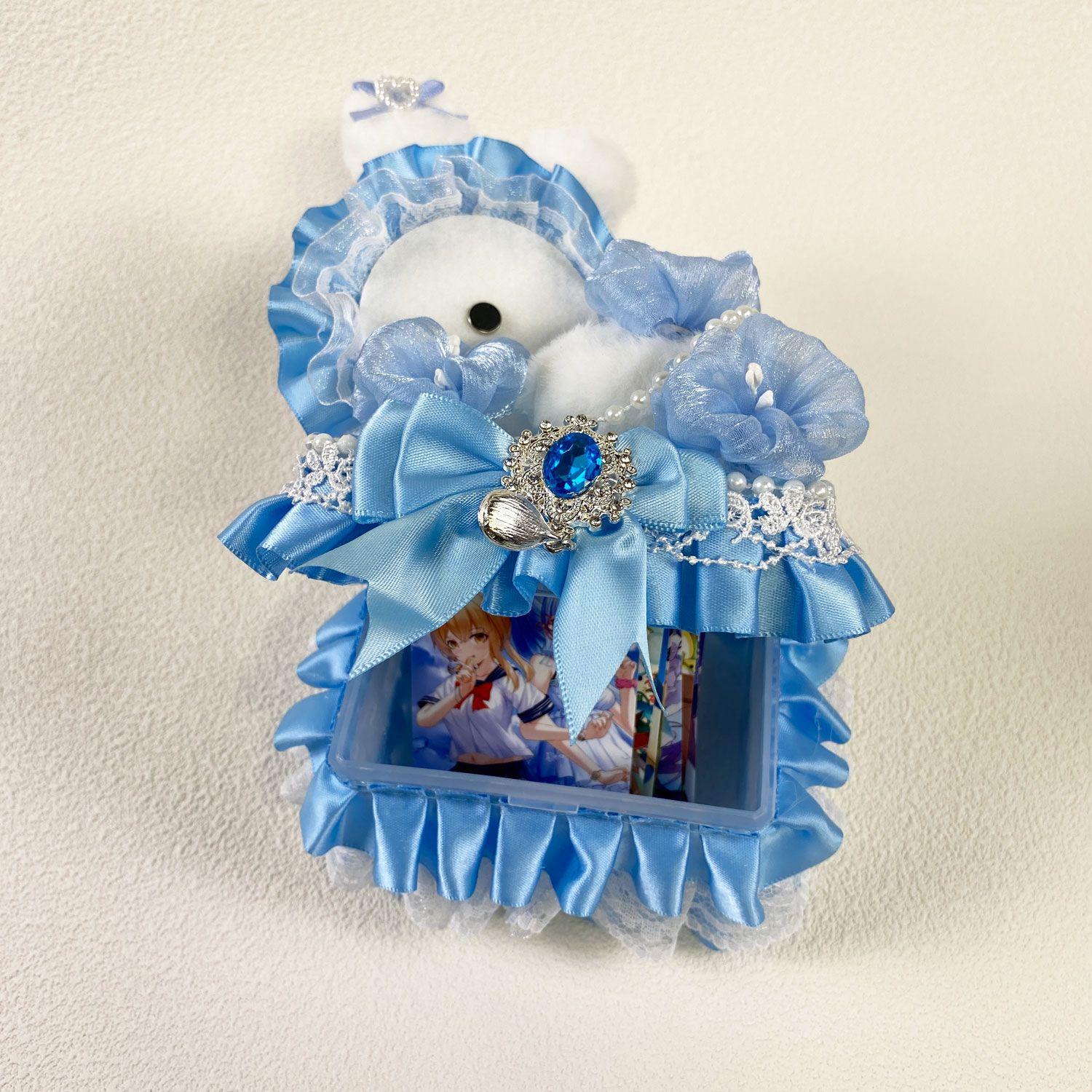 

Fantasy Bunny Decorative Storage Box Handmade 3 Inch Kpop Idol Card Storage Boxes 75mm Badge Holders Original Design Wholesales синий