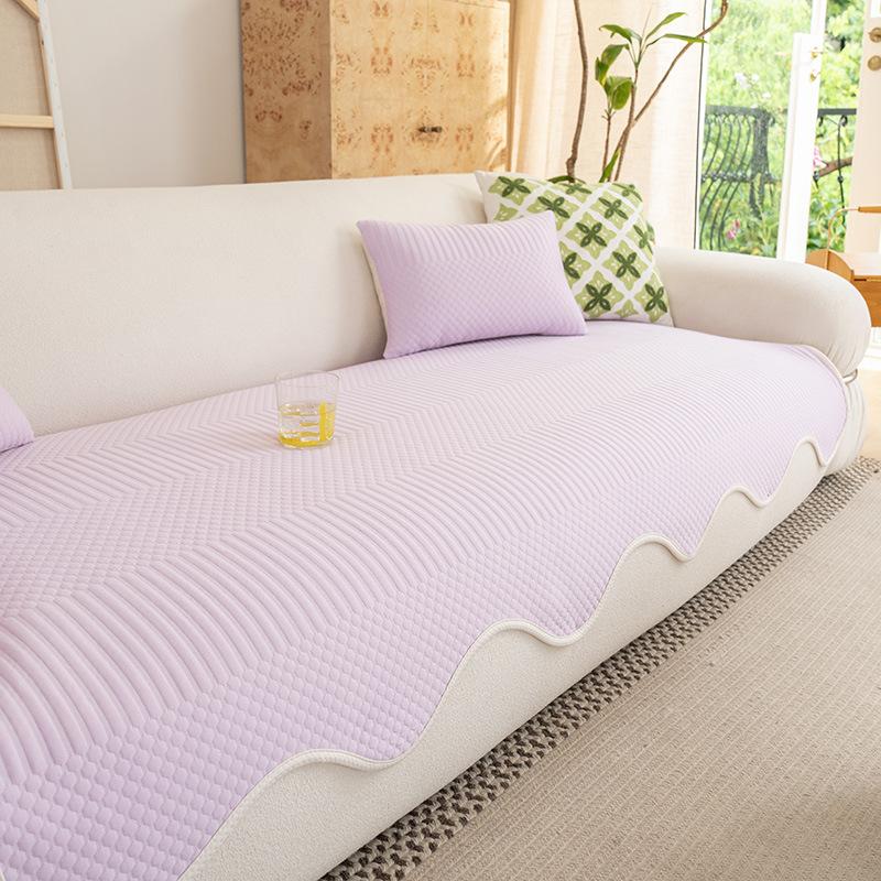 Ice Silk Sofa Cushion, Summer Mat, Seat Cushion, Advanced Leather Sofa Cover New Fixed Non-Slip Cover Towel