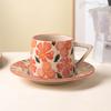 ins ceramic creative set, latte cup, mug, office afternoon tea, coarse pottery coffee cup, saucer gift box.
