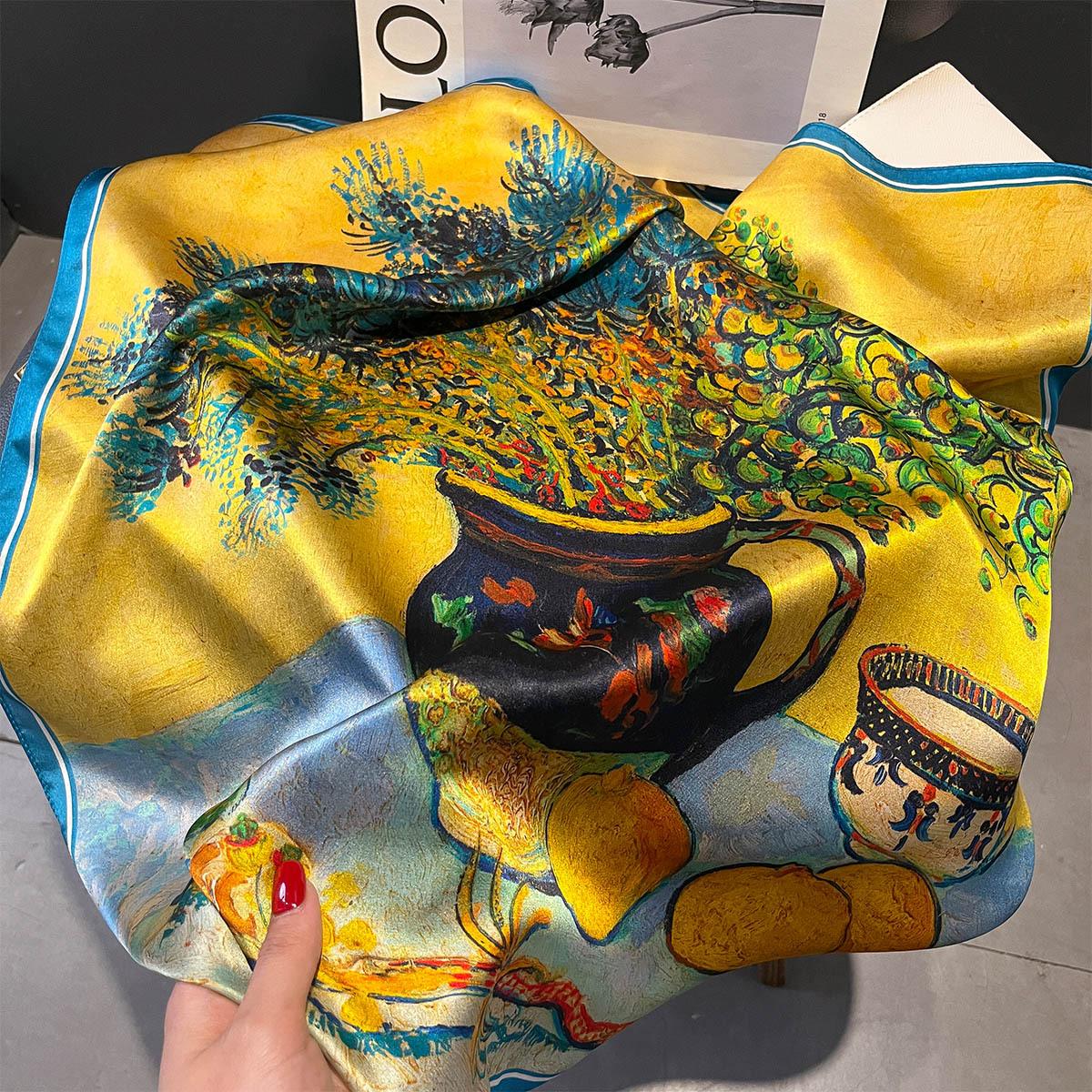 

100% Pure Silk Scarf Women Hairband Foulard Square Female Luxury Fashion Hair Neckerchief Lady Shawl Wraps Hijab Bandana Scarves Real Silk 65x65cm