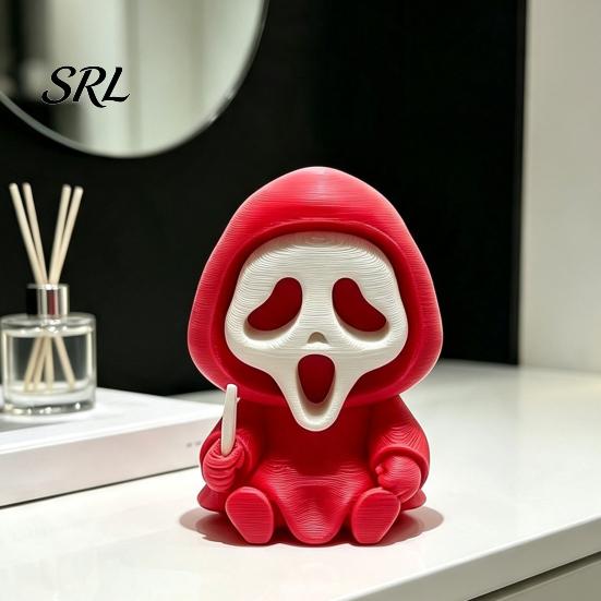 Durable Skull Sculpture for Display Halloween Ghost Statue, Cartoon Skeleton Sculpture, 3D Printed Textures Miniature Gothic Home Decoration
