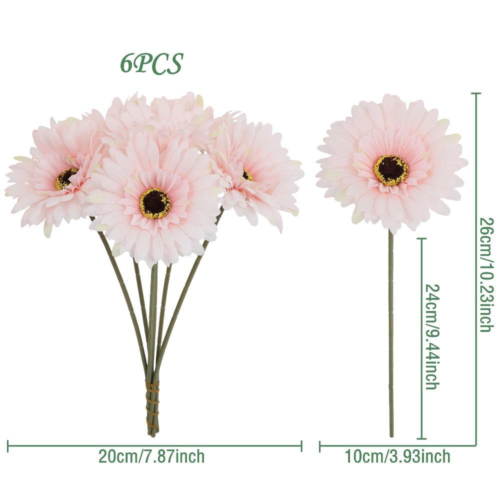 6Pcs Artificial Silk Gerbera Flowers Bouquet Home Table Decor Fake Daisy DIY Photo Props Floral Arrangements Wedding Decoration