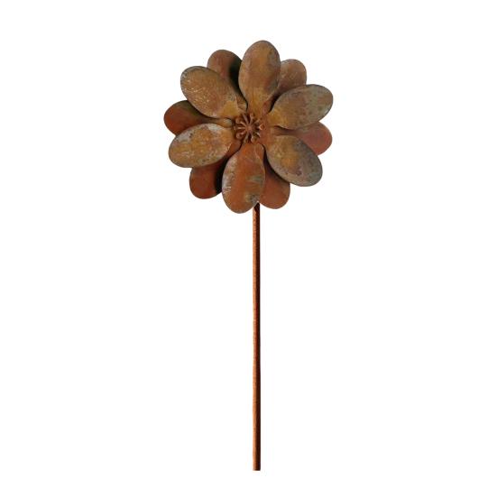 Yousheng Rustic Flower Ground Stake, Vintage Metal Garden Art, Weather-Resistant Rusted Iron Yard Decor for Lawn Pathway Patio and Planters
