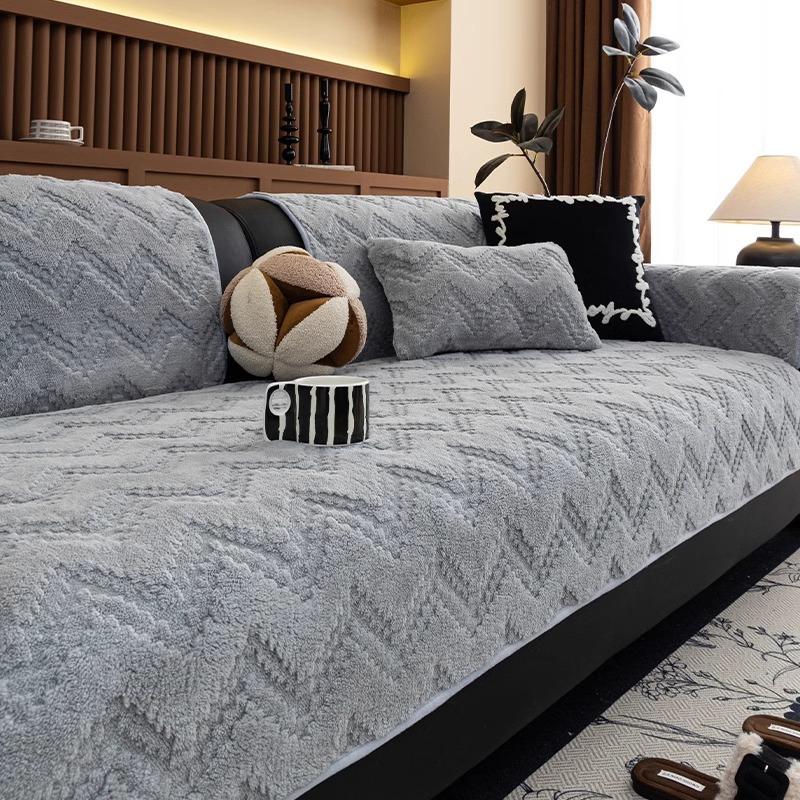 Shu Cotton Lint Sofa Cushion Cross-Border Special For Autumn And Winter, Thickened Seat Cushion, Non-Slip And Dirt-Resistant Plush Sofa Cover Cover