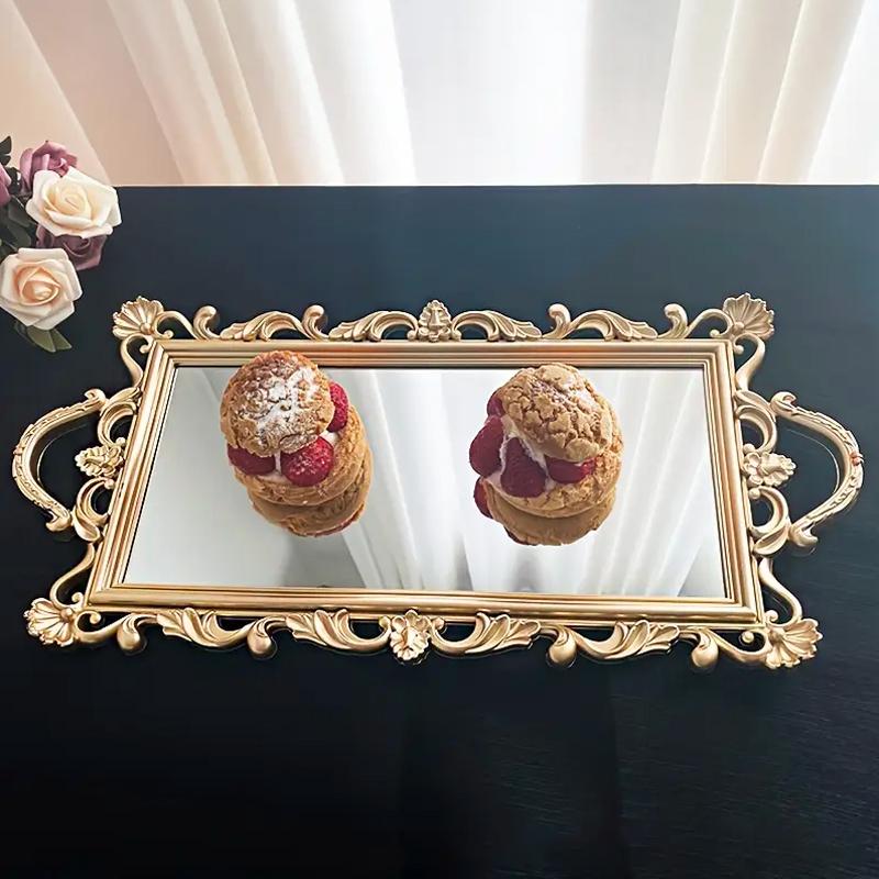 1 buc oglindă tavă bijuterii depozitare oglindă suport acasă decorare aurie tavă de depozitare fotografie ornamente 47.5x23x2.5cm