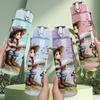1PC Little Girl With Puppy Garden Scene Print 750ml Color Plastic Sports Water Bottle Leakproof Flip Straw Lid Suitable for Sports Office Home Use