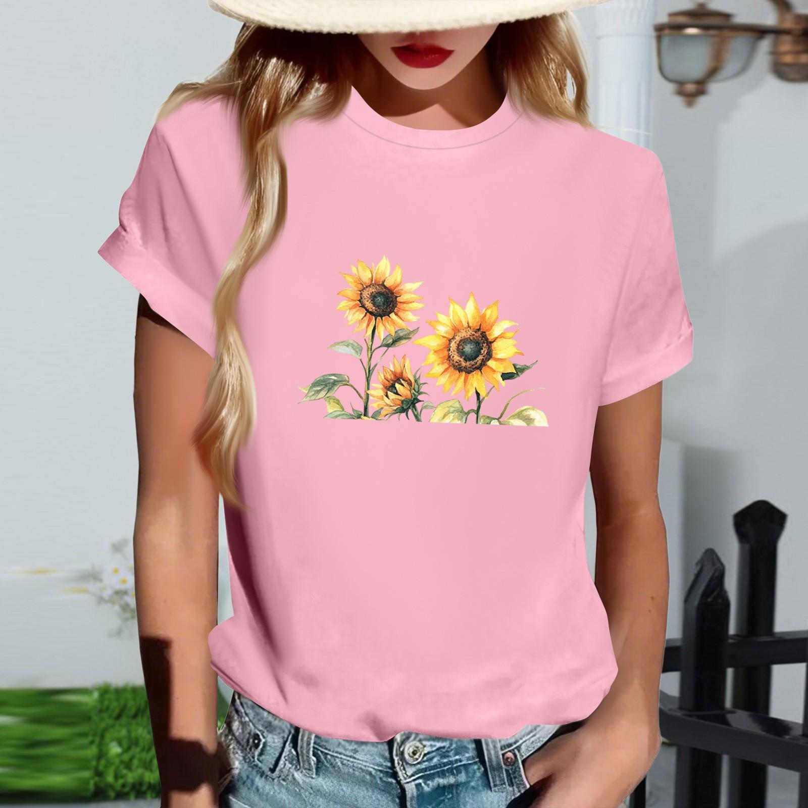 

Женская модная футболка с круглым вырезом, повседневная, с ретро-принтом, с короткими рукавами M розовый