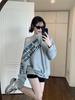 American Retro Diagonal Shoulder Loose T-shirt Women Y2k Letter Printing Design Long Sleeved Tops Autumn Korean Fashion Hight Street Casual Pullover