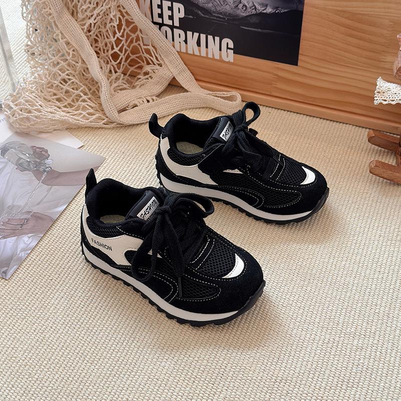 

Kids Black White Mesh Casual Sneakers 26 чёрный