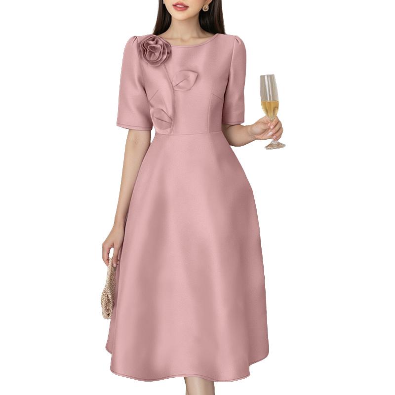 ZANZEA Women Summer Casual 3D Flower Splice Short Sleeve Dress