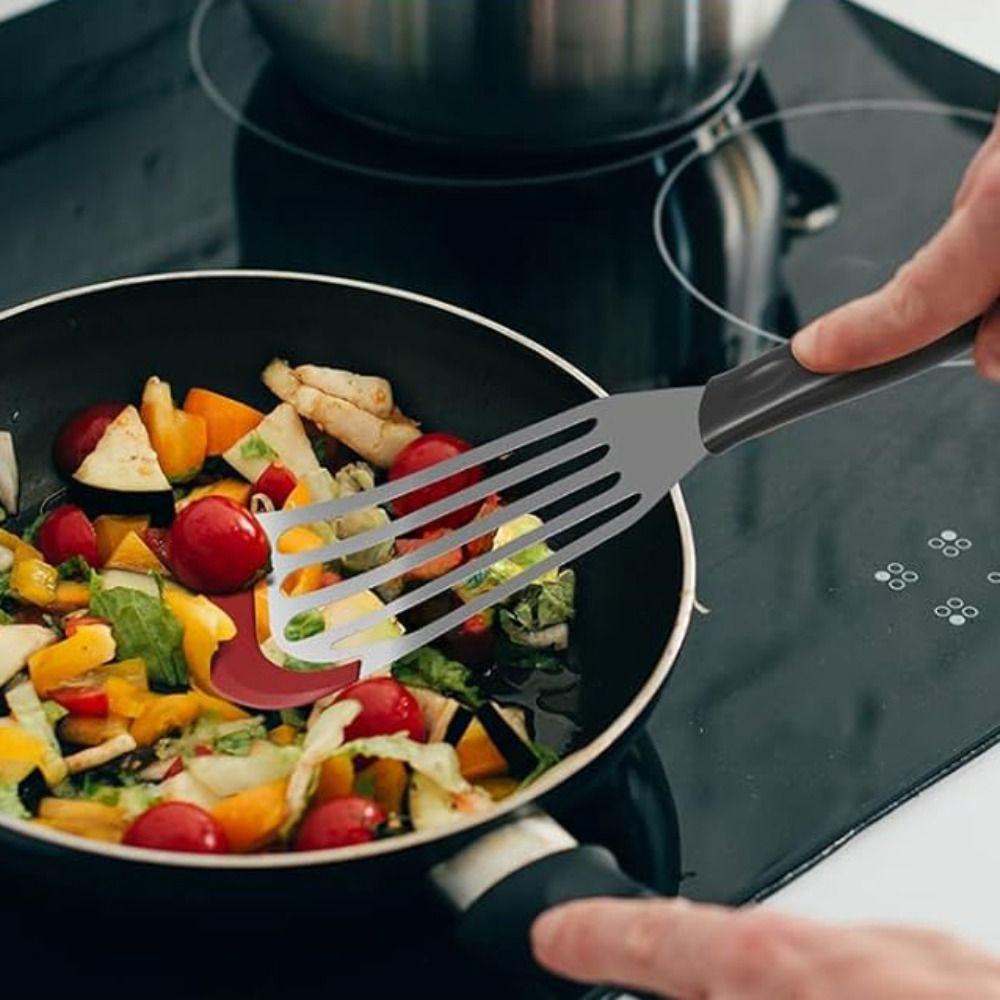 2Pcs/Set Anti-scalding Steak Spatula Heat-resistant Slotted Turner Frying Fish Spatula Outdoor