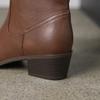 Krazing Pot Genuine Leather Autumn Winter Shoes Med Heels Size 41 Western Boots Pointed Toe Slip on Ankle Boots