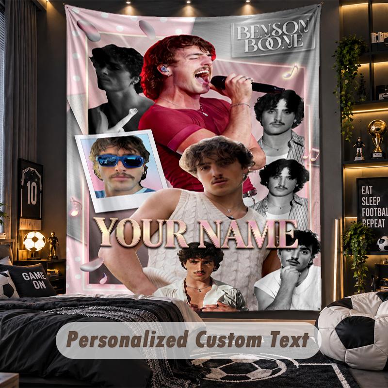 Personalisierte Wandtapisserie, Benson Boone Individuell Bedruckter Name, Stoff-Wandkunst für Innenraum-Hintergrund