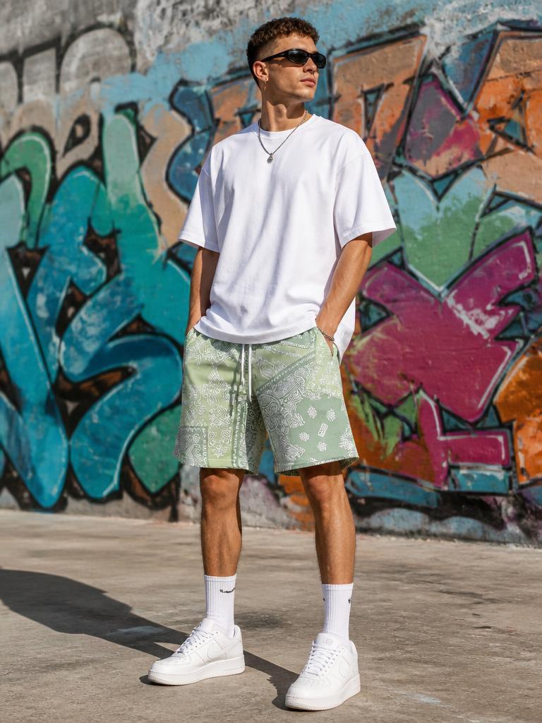 Men's Athletic Basketball Shorts Quick Dry Running Workout Gym Training Shorts Printed Beach Casual Shorts for Men