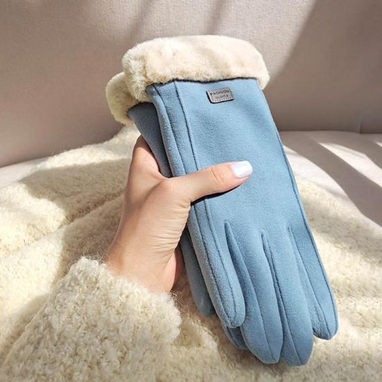Women Winter Gloves Fleece Lined Touchscreen Gloves Thickened Warm Full Finger Windproof Gloves