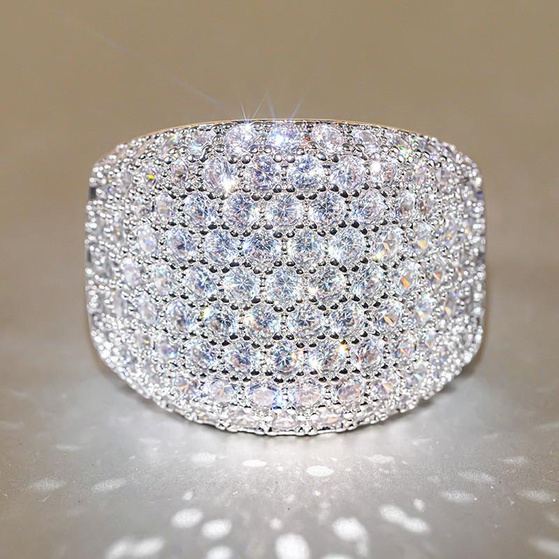 925 Sterling Silver Cubic Zirconia Rings Sparkling Attractive Wedding Bridal Jewelry Gorgeous Fashion Accessories for Women