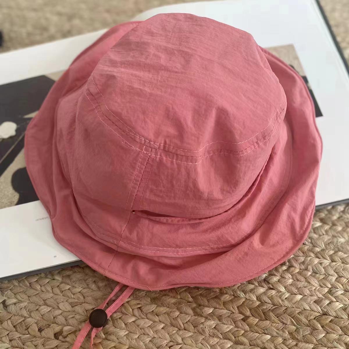 

Складная солнцезащитная шляпа для отдыха на открытом воздухе, пляжный козырек от солнца, допаминовая сладкая быстросохнущая шляпа-ведро для женщин, лето M（56-58cm） розовый