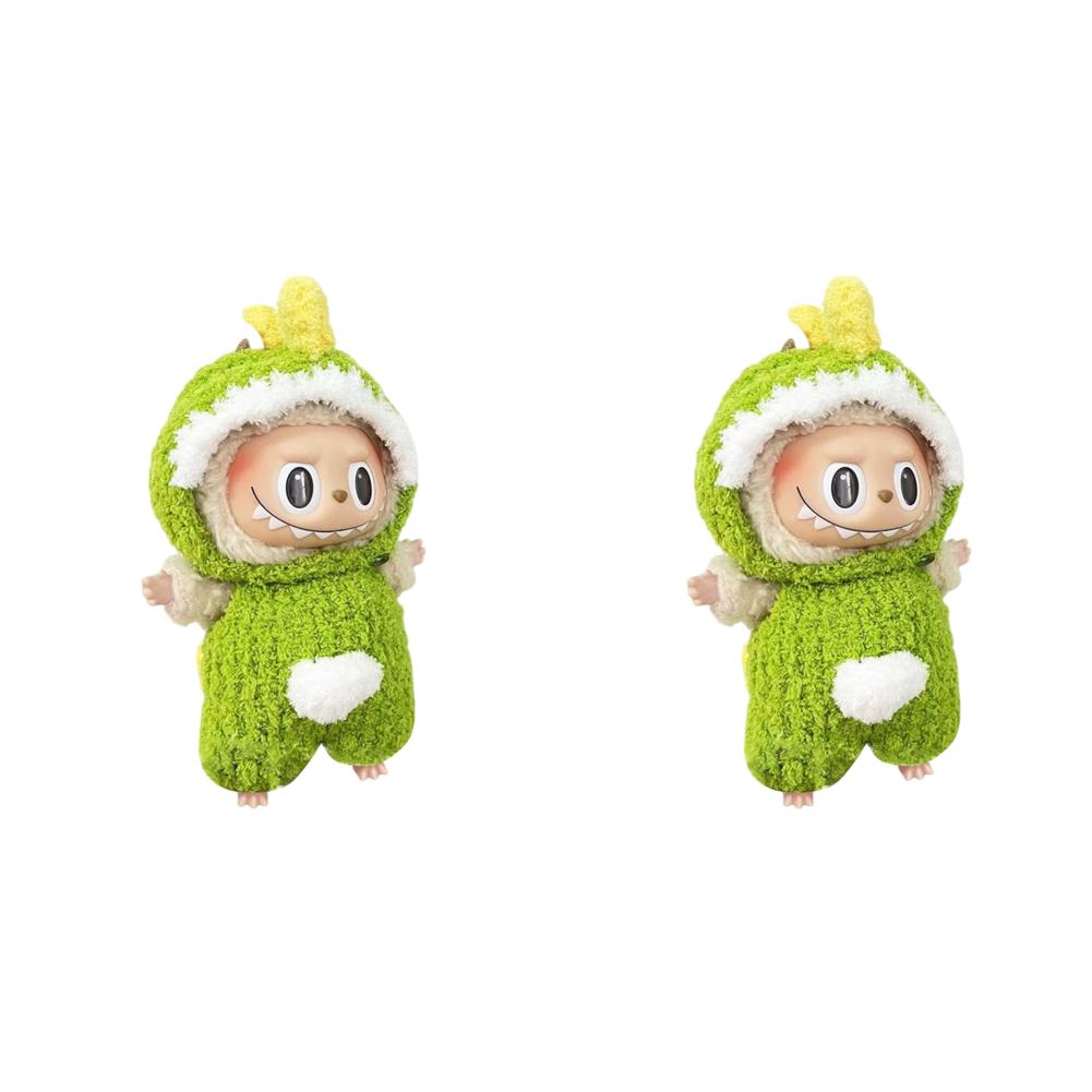 

For Labubu 17cm Dolls Accessories Mini Doll Clothes No Doll(Green Dinosaur)