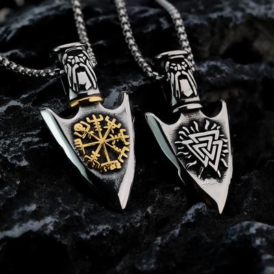Stainless Steel Spearhead Pendant Necklace For Men, European And American Hip-Hop Personality Titanium Steel Pendant Necklace Accessory Gift