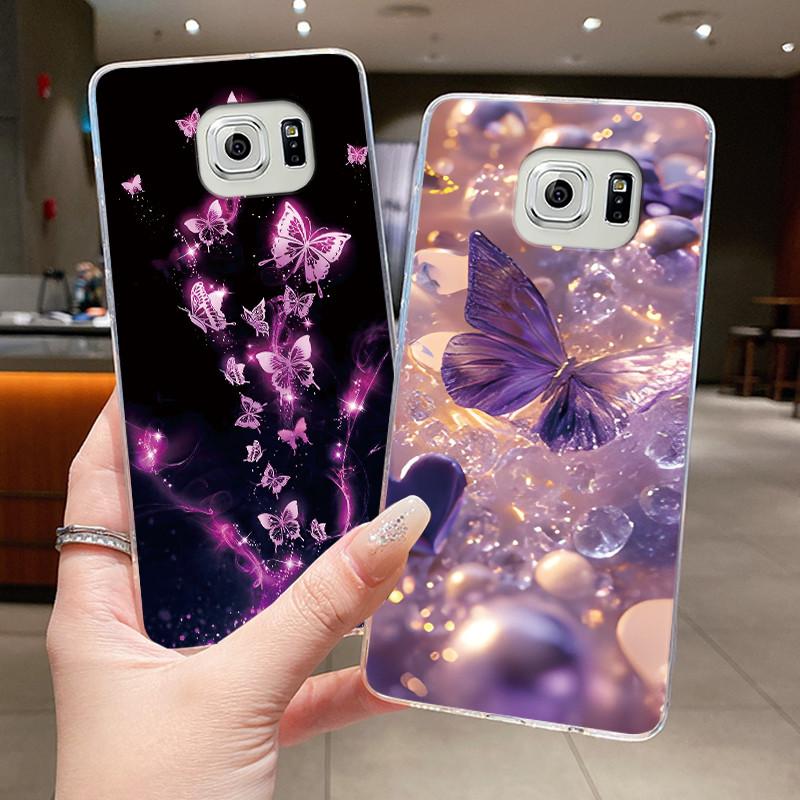Hülle Für Samsung Galaxy S6 Edge Plus Blume Schmetterling Handyhüllen Für Samsung S5 S6 Edge+ Weiches Silikon Transparente TPU Hüllen