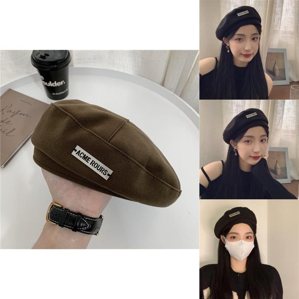 Stylish Woolen Beret Hat For Women Trendy Autumn Winter Artist Cap With English Letter Details