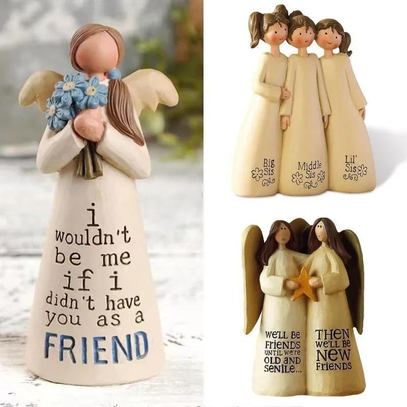 Figurine Celebrating Friendship Room Home Decor Resin Angel Statue Sister Friend Decoration Valentines Day Gift