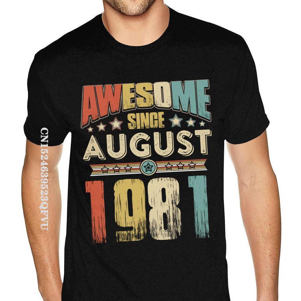 High Quality Awesome Since August 1981 Mens Tshirt For Men Awesome O Neck Tshirt Men Luxury Brand 1980S Vintage Tee Shirt S разноцветный