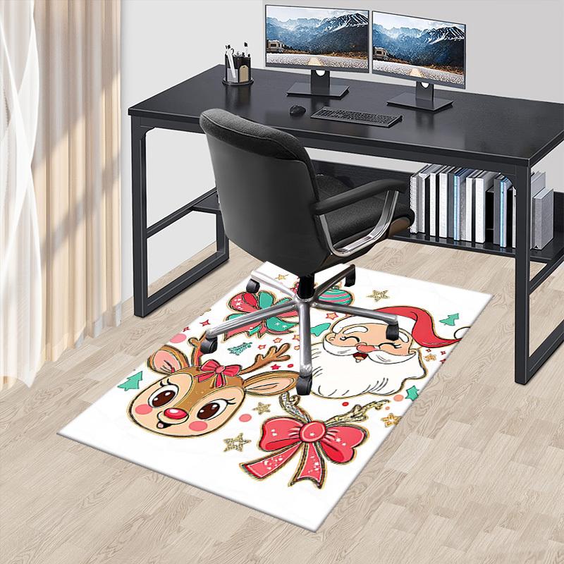 

1pc Christmas Santa Claus and Reindeer Anime Cartoon Design Office Chair Mat Non-Slip Carpet Festive Gift Suitable for Home Decor Living Room Bedroom 60cm by 90cm