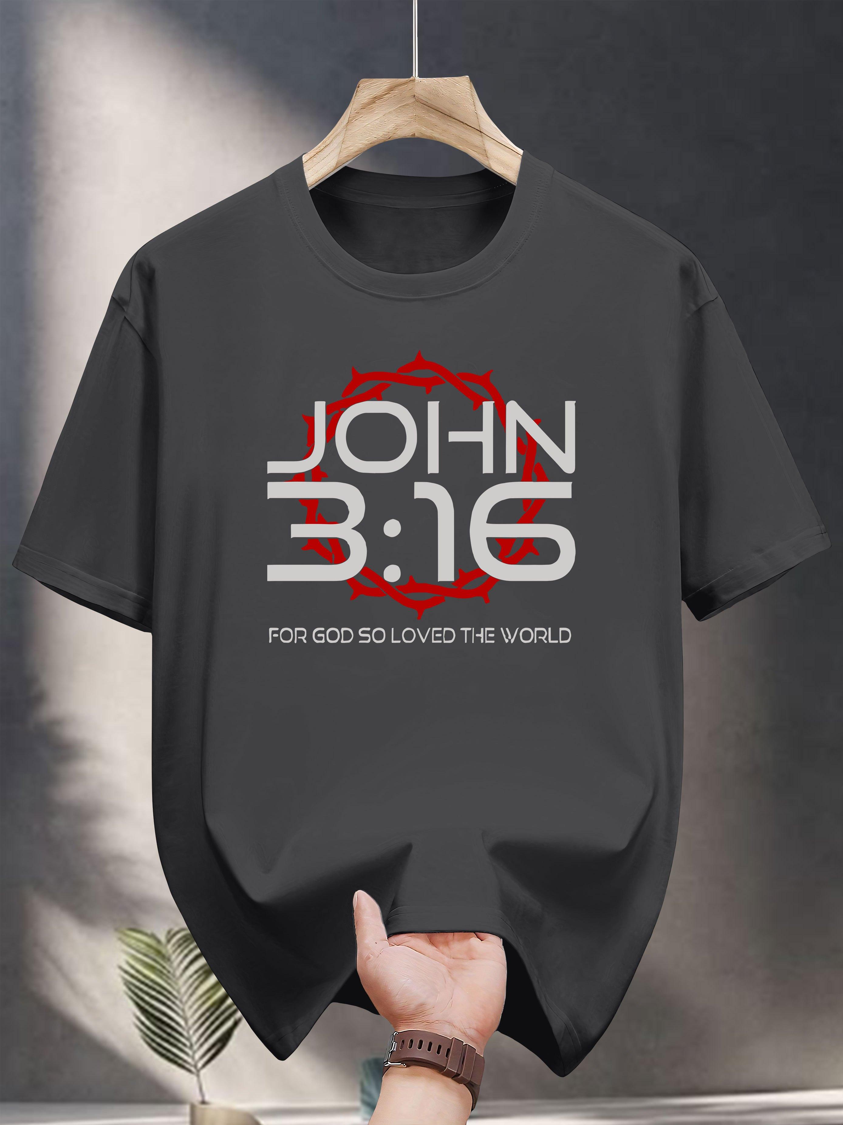 

[Gentle] 100% Cotton Graphic T-shirt - Casual Summer Short Sleeve Tee with JOHN 3:16 Print L