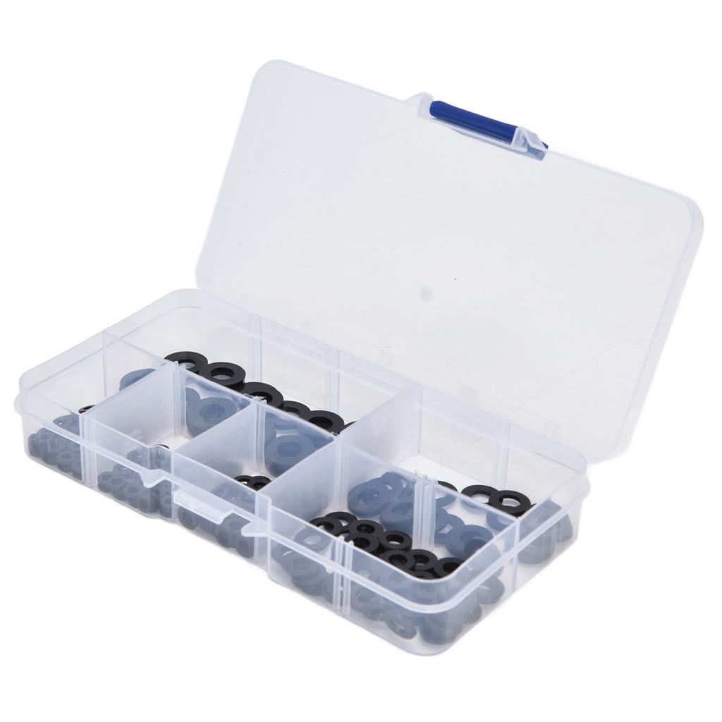 250Pcs Nylon Washers Black Flat Washer Assortment Kit Sealing Spacer Gasket for Household M2‑M6 Ring Washers Set