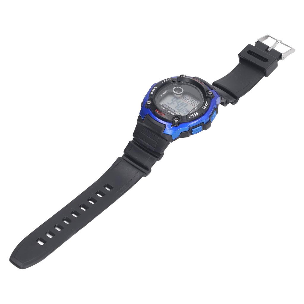 Elektronische Sportuhr, leuchtend, wasserdicht, Gummiband, großes Display, Kinder-Sportuhr, Blau
