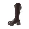 V-mouth brown inner height increase small muffin thick-soled boots women's autumn and winter tall knight boots but knee boots