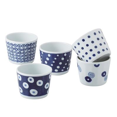 Saikai Pottery Indigo Circle Pattern Lightweight Cup Set of 5 13304