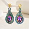 Women's Earrings Geometric Inlaid Color Diamond Water Drop Design Ear Studs All-Match High-Grade Earrings