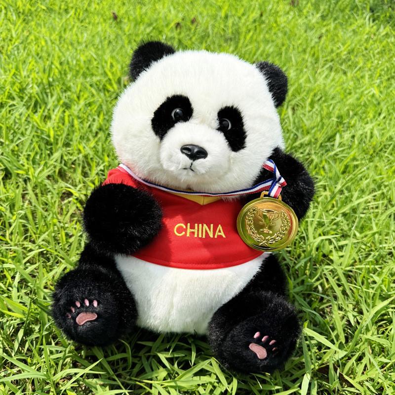 Entzückendes Champion Panda Plüschtier Realistisches Kuscheltier Weicher Plüsch 30cm