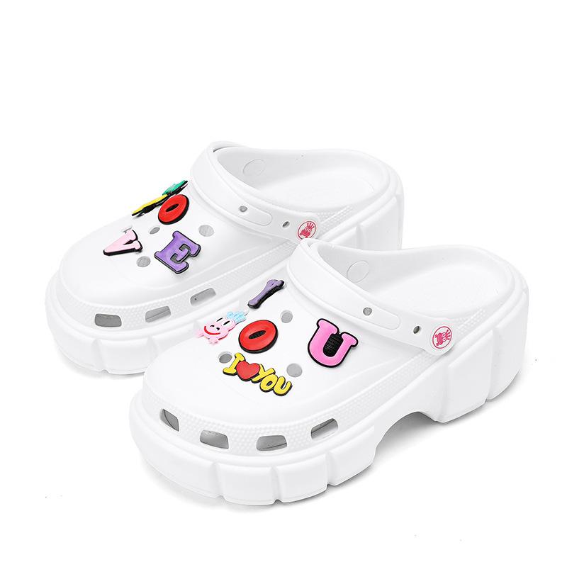 

Садовые туфли женские летние новые корейские версии увеличивающие платформу пляжные туфли сумка голова крутые тапочки обувь 35