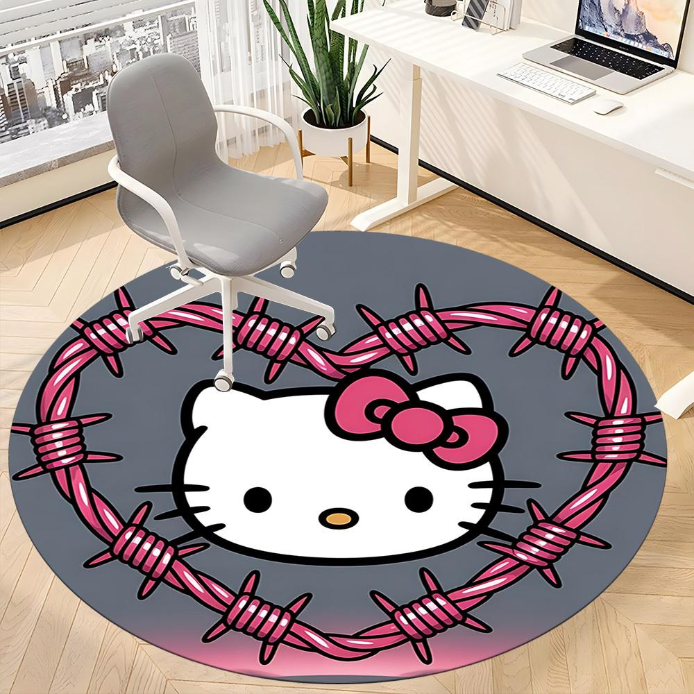 1pc Hello Kitty Chair Carpet for Office Non Slip, Machine Washable Rug for Office, Room Holiday Decor for Christmas, Birthday Polyester